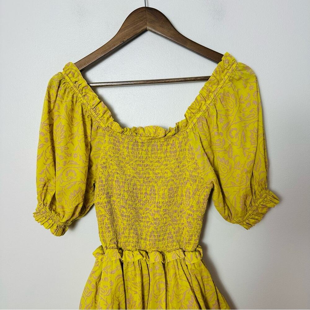 Cleobella Luna Mini Dress Women’s Size XS Organic Cotton Puff Sleeve Tiered - Picture 9 of 16